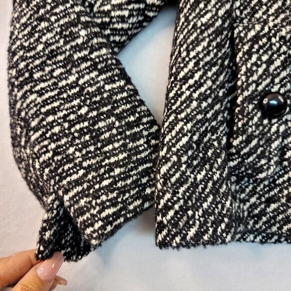 Talbots Womens Jackie Fit Black White Tweed Peacoat 10P Wool Blend Timeless - Picture 7 of 14